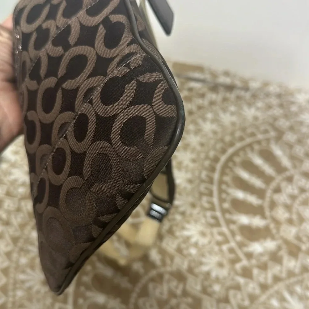 Coach Shoulder Bag Brown Beige Tribeca Op Art 43131 Mini Canvas